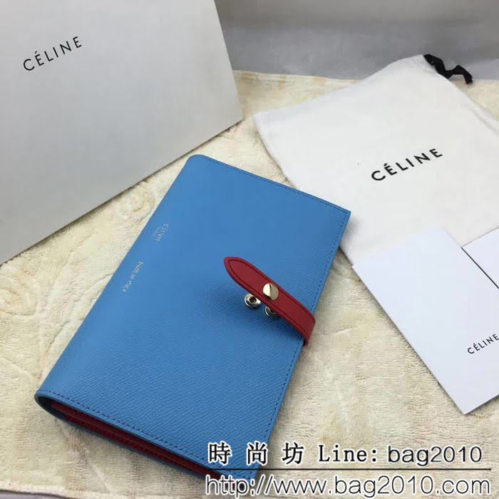 CELINE賽琳原單 專櫃 手掌紋牛皮搭扣拼色錢夾 4148 SL1687